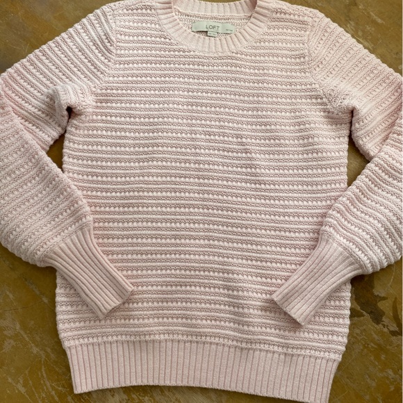 Loft Petite Crochet textured sweater crystal pink  XXSP - Picture 2 of 8